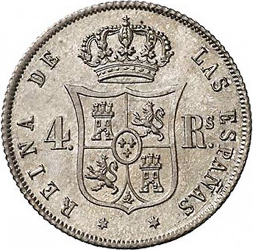 4 Reales Reverse Image minted in SPAIN in 1862 (1849-64  -  ISABEL II - Decimal Coinage)  - The Coin Database
