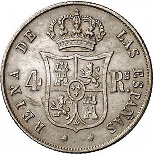 4 Reales Reverse Image minted in SPAIN in 1862 (1849-64  -  ISABEL II - Decimal Coinage)  - The Coin Database