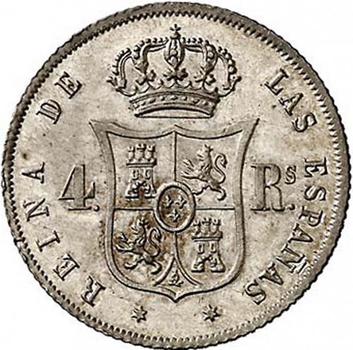 4 Reales Reverse Image minted in SPAIN in 1863 (1849-64  -  ISABEL II - Decimal Coinage)  - The Coin Database