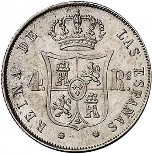 4 Reales Reverse Image minted in SPAIN in 1863 (1849-64  -  ISABEL II - Decimal Coinage)  - The Coin Database