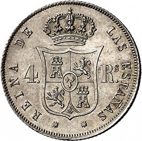 4 Reales Reverse Image minted in SPAIN in 1864 (1849-64  -  ISABEL II - Decimal Coinage)  - The Coin Database