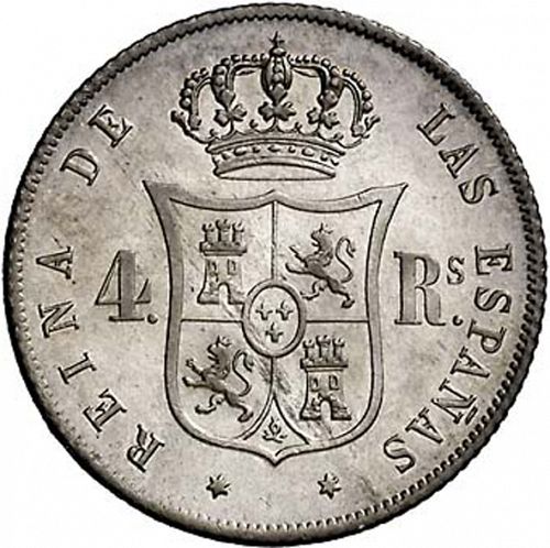 4 Reales Reverse Image minted in SPAIN in 1864 (1849-64  -  ISABEL II - Decimal Coinage)  - The Coin Database