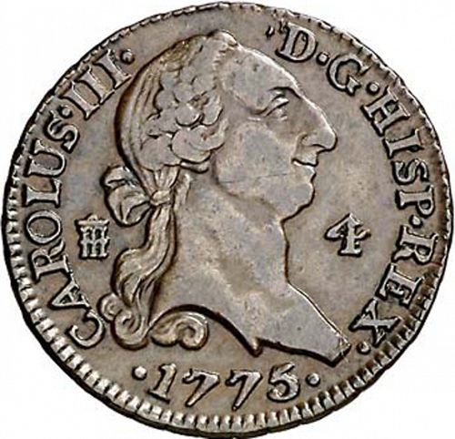 4 Maravedies Obverse Image minted in SPAIN in 1775 (1759-88  -  CARLOS III)  - The Coin Database
