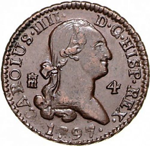 4 Maravedies Obverse Image minted in SPAIN in 1797 (1788-08  -  CARLOS IV)  - The Coin Database