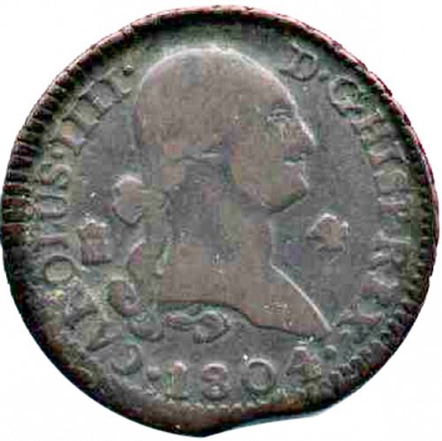 4 Maravedies Obverse Image minted in SPAIN in 1804 (1788-08  -  CARLOS IV)  - The Coin Database