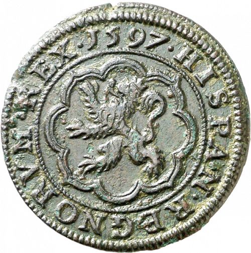 4 Maravedíes Reverse Image minted in SPAIN in 1597 (1556-98  -  FELIPE II)  - The Coin Database