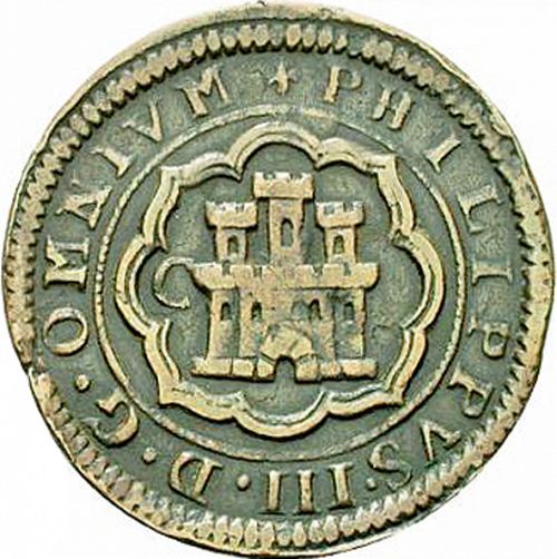 4 Maravedies Obverse Image minted in SPAIN in 1599 (1598-21  -  FELIPE III)  - The Coin Database