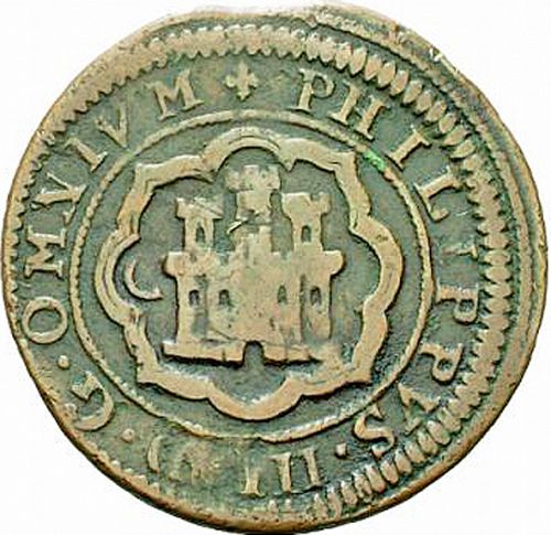 4 Maravedies Obverse Image minted in SPAIN in 1600C (1598-21  -  FELIPE III)  - The Coin Database