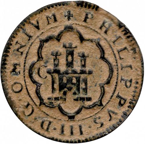 4 Maravedies Obverse Image minted in SPAIN in 1602C (1598-21  -  FELIPE III)  - The Coin Database