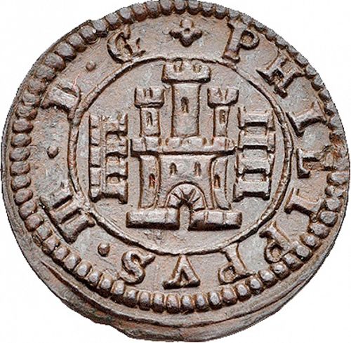 4 Maravedies Obverse Image minted in SPAIN in 1617 (1598-21  -  FELIPE III)  - The Coin Database