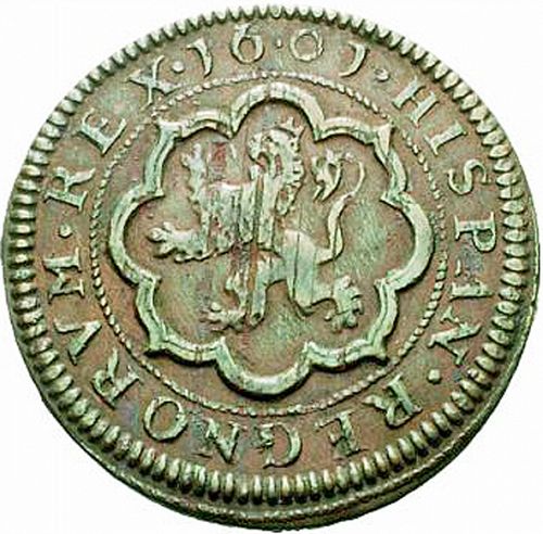 4 Maravedies Reverse Image minted in SPAIN in 1601C (1598-21  -  FELIPE III)  - The Coin Database