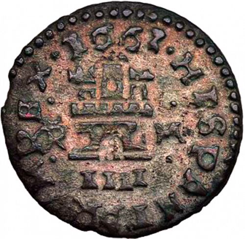 4 Maravedies Reverse Image minted in SPAIN in 1661M (1621-65  -  FELIPE IV)  - The Coin Database