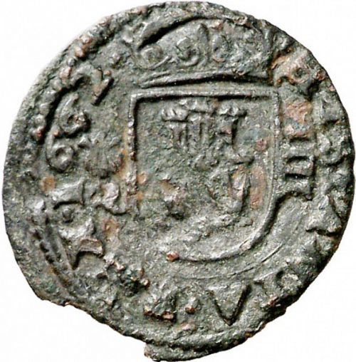 4 Maravedies Reverse Image minted in SPAIN in 1662R (1621-65  -  FELIPE IV)  - The Coin Database