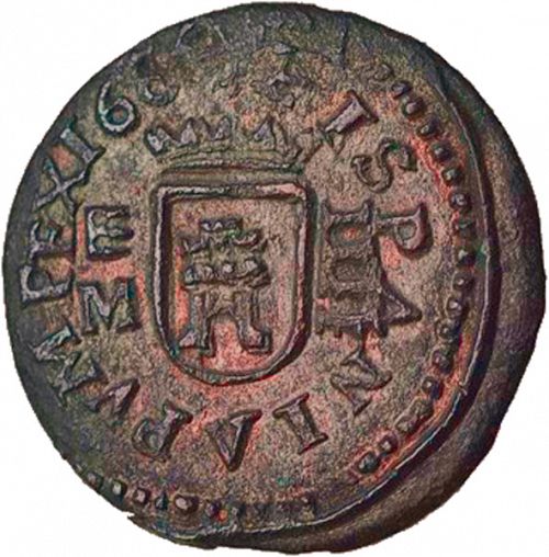 4 Maravedies Reverse Image minted in SPAIN in 1664M (1621-65  -  FELIPE IV)  - The Coin Database