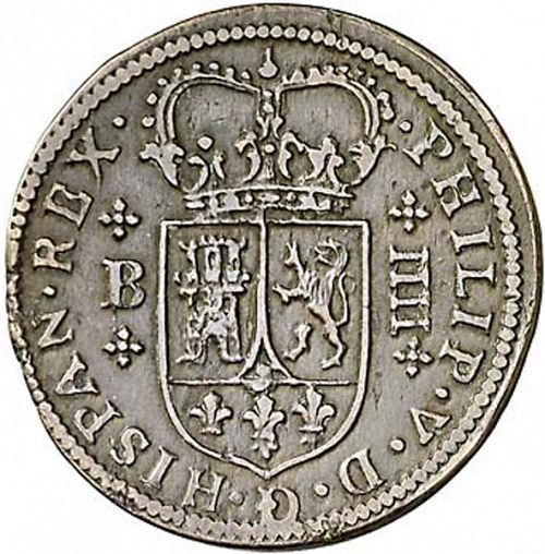4 Maravedies Obverse Image minted in SPAIN in 1720 (1700-46  -  FELIPE V)  - The Coin Database