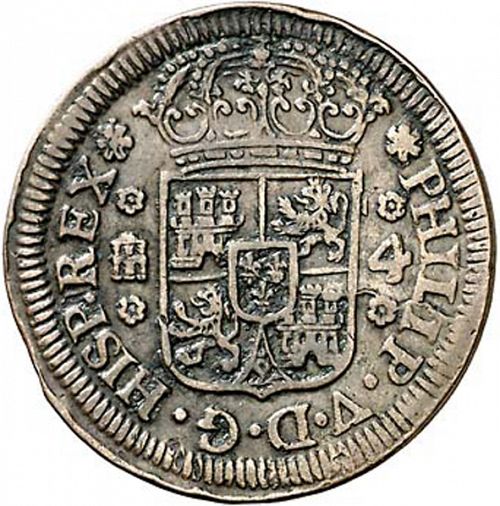 4 Maravedies Obverse Image minted in SPAIN in 1742 (1700-46  -  FELIPE V)  - The Coin Database