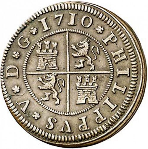 4 Maravedies Reverse Image minted in SPAIN in 1710 (1700-46  -  FELIPE V)  - The Coin Database