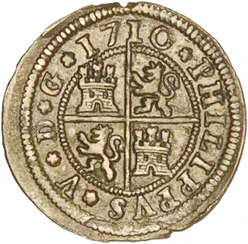 4 Maravedies Reverse Image minted in SPAIN in 1710 (1700-46  -  FELIPE V)  - The Coin Database