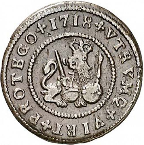 4 Maravedies Reverse Image minted in SPAIN in 1718 (1700-46  -  FELIPE V)  - The Coin Database