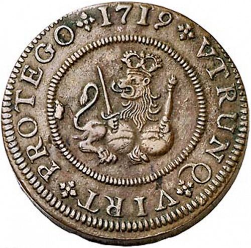 4 Maravedies Reverse Image minted in SPAIN in 1719 (1700-46  -  FELIPE V)  - The Coin Database