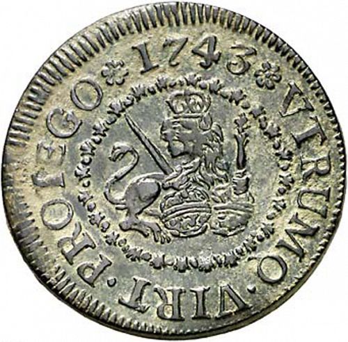 4 Maravedies Reverse Image minted in SPAIN in 1743 (1700-46  -  FELIPE V)  - The Coin Database