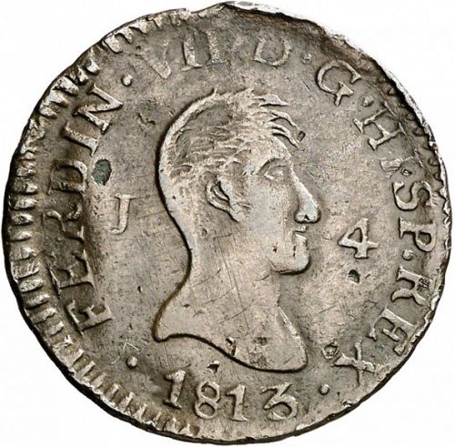 4 Maravedies Obverse Image minted in SPAIN in 1813 (1808-33  -  FERNANDO VII)  - The Coin Database