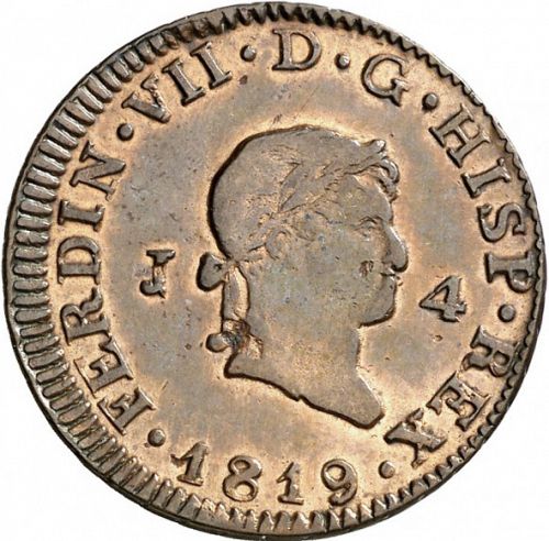 4 Maravedies Obverse Image minted in SPAIN in 1819 (1808-33  -  FERNANDO VII)  - The Coin Database