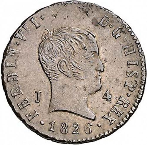 4 Maravedies Obverse Image minted in SPAIN in 1826 (1808-33  -  FERNANDO VII)  - The Coin Database