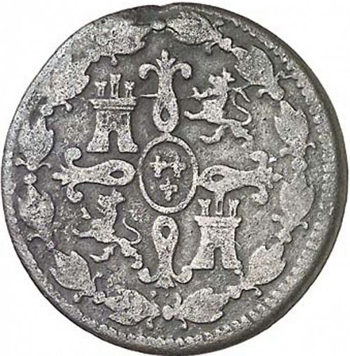 4 Maravedies Reverse Image minted in SPAIN in 1818 (1808-33  -  FERNANDO VII)  - The Coin Database