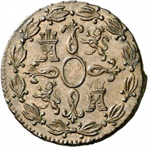 4 Maravedies Reverse Image minted in SPAIN in 1820 (1808-33  -  FERNANDO VII)  - The Coin Database