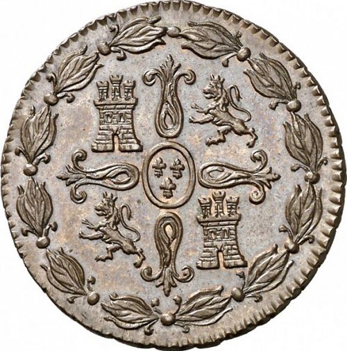 4 Maravedies Reverse Image minted in SPAIN in 1824 (1808-33  -  FERNANDO VII)  - The Coin Database