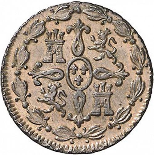 4 Maravedies Reverse Image minted in SPAIN in 1827 (1808-33  -  FERNANDO VII)  - The Coin Database