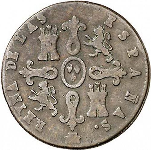 4 Maravedies Reverse Image minted in SPAIN in 1839 (1833-48  -  ISABEL II)  - The Coin Database