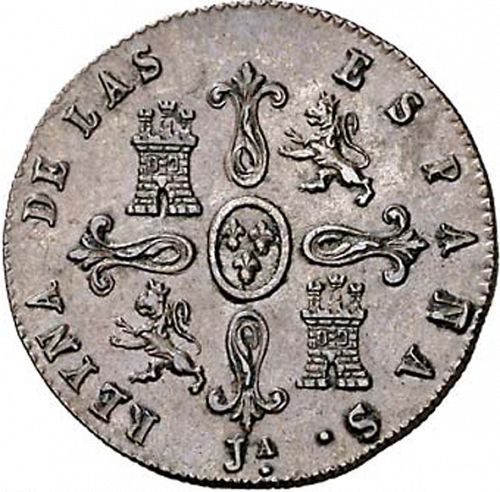 4 Maravedies Reverse Image minted in SPAIN in 1841 (1833-48  -  ISABEL II)  - The Coin Database