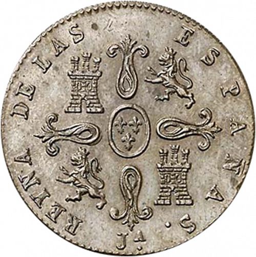 4 Maravedies Reverse Image minted in SPAIN in 1842 (1833-48  -  ISABEL II)  - The Coin Database