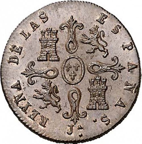 4 Maravedies Reverse Image minted in SPAIN in 1846 (1833-48  -  ISABEL II)  - The Coin Database