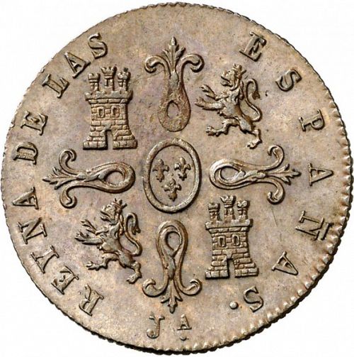 4 Maravedies Reverse Image minted in SPAIN in 1849 (1833-48  -  ISABEL II)  - The Coin Database