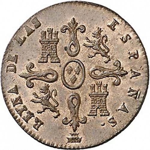 4 Maravedies Reverse Image minted in SPAIN in 1849 (1833-48  -  ISABEL II)  - The Coin Database