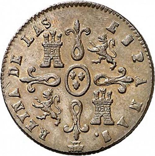 4 Maravedies Reverse Image minted in SPAIN in 1850 (1833-48  -  ISABEL II)  - The Coin Database