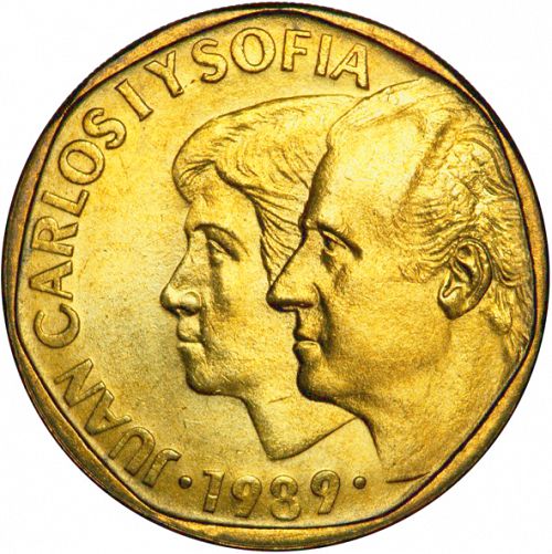 500 Pesetas Obverse Image minted in SPAIN in 1989 (1982-01  -  JUAN CARLOS I - New Design)  - The Coin Database