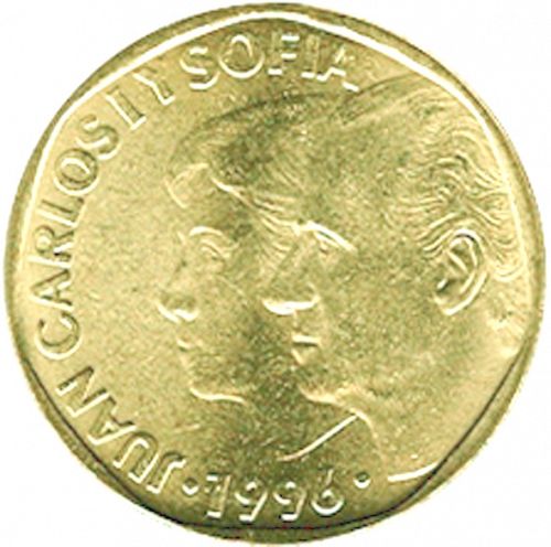 500 Pesetas Obverse Image minted in SPAIN in 1996 (1982-01  -  JUAN CARLOS I - New Design)  - The Coin Database