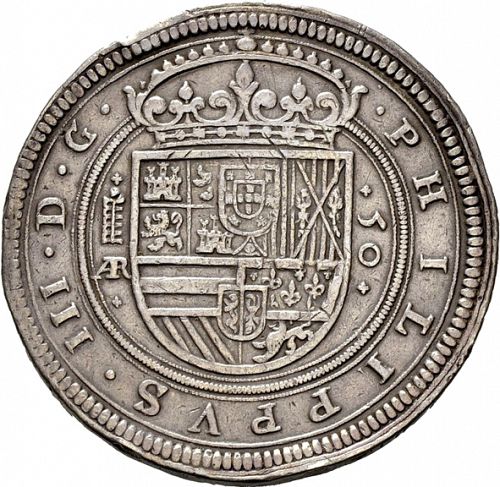 50 Reales Obverse Image minted in SPAIN in 1613AR (1598-21  -  FELIPE III)  - The Coin Database