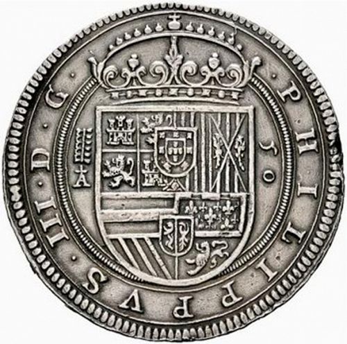 50 Reales Obverse Image minted in SPAIN in 1618A (1598-21  -  FELIPE III)  - The Coin Database