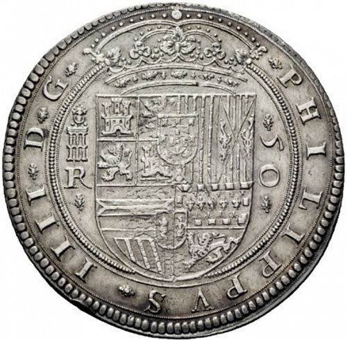 50 Reales Obverse Image minted in SPAIN in 1633R (1621-65  -  FELIPE IV)  - The Coin Database