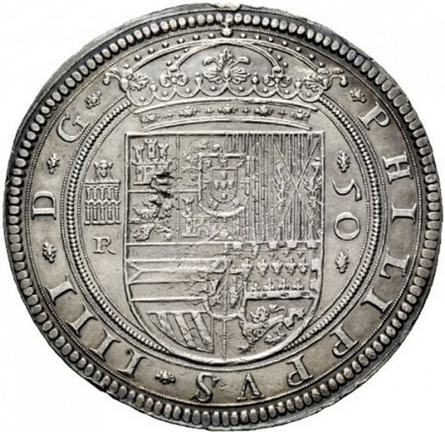50 Reales Obverse Image minted in SPAIN in 1635R (1621-65  -  FELIPE IV)  - The Coin Database