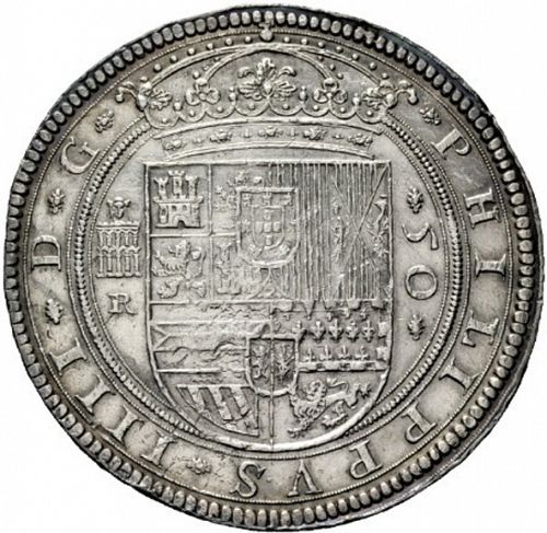 50 Reales Obverse Image minted in SPAIN in 1636R (1621-65  -  FELIPE IV)  - The Coin Database
