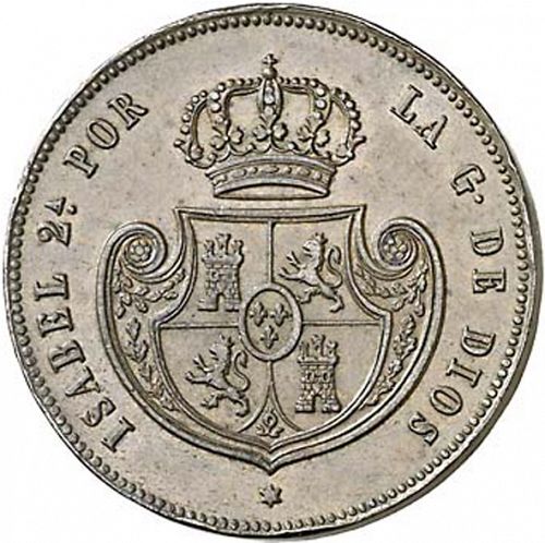 half Real Obverse Image minted in SPAIN in 1850 (1849-64  -  ISABEL II - Decimal Coinage)  - The Coin Database