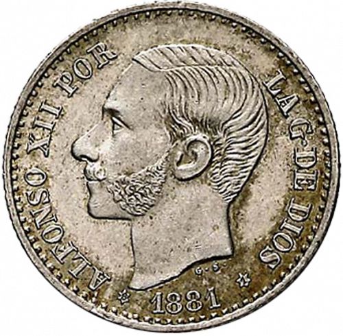 50 Céntimos Obverse Image minted in SPAIN in 1881 / 81 (1874-85  -  ALFONSO XII)  - The Coin Database