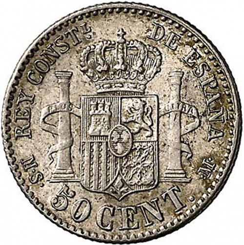 50 Céntimos Reverse Image minted in SPAIN in 1881 / 81 (1874-85  -  ALFONSO XII)  - The Coin Database