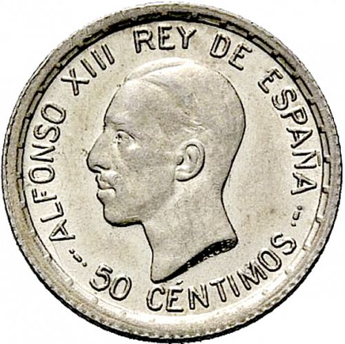 50 Céntimos Obverse Image minted in SPAIN in 1926 (1886-31  -  ALFONSO XIII)  - The Coin Database